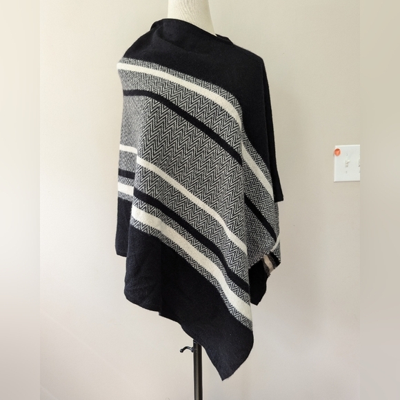 Charter Club Luxury Striped Cashmere Poncho Sweater Wrap  Top - Picture 1 of 12